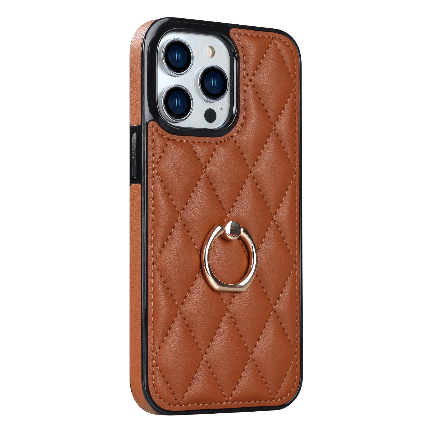 For iPhone 13 Pro 6.1 inch Stitching Rhombus Ring Holder PU Leather TPU Phone Case Kickstand Phone Cover For iPhone 13 Pro 6.1 inch Stitching Rhombus Ring Holder PU Leather TPU Phone Case Kickstand Phone Cover
